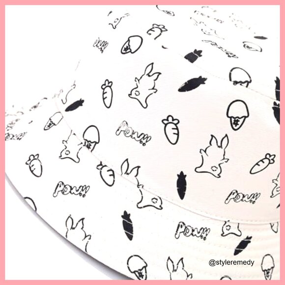 Cotton Bucket Hat with Cute Cats Animal Embroidered Pattern - Picture 3 of 5